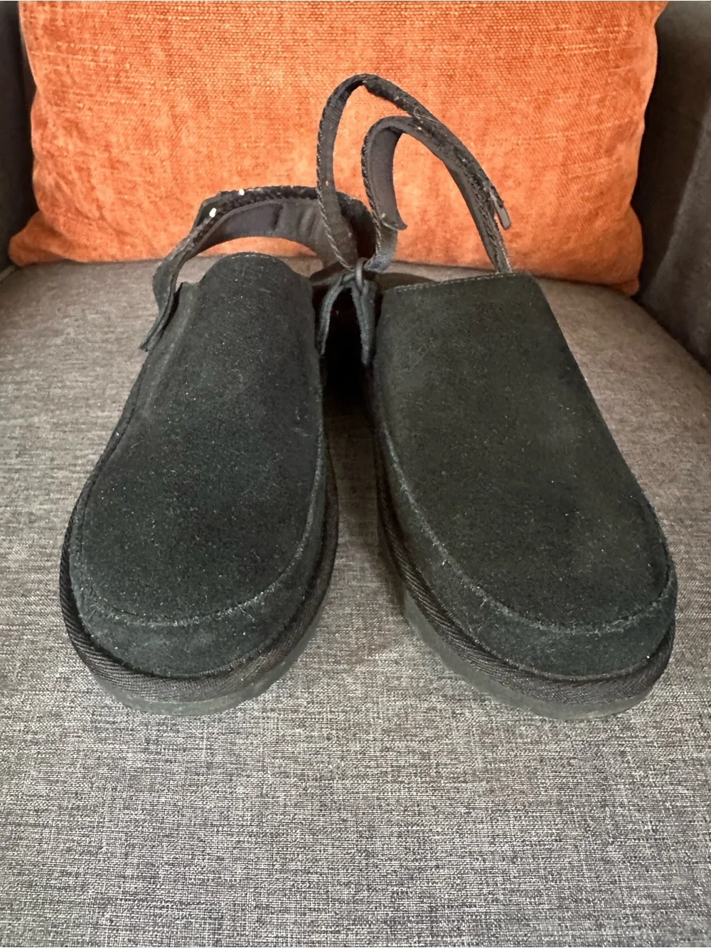 UGG Kids Black Suede Moccasin Slip-Ons